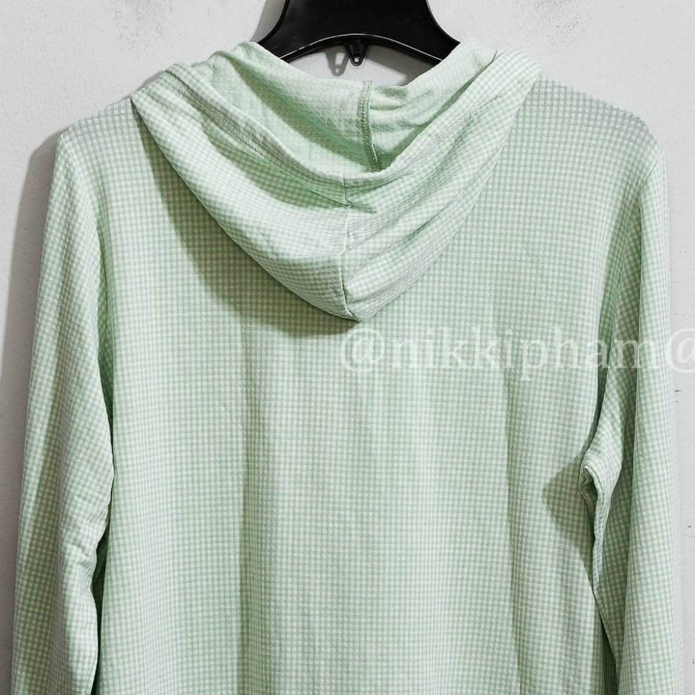 NWT Weatherproof Vintage Ladies' Gingham Hoodie in  green IN LARGE - Picture 6 of 6